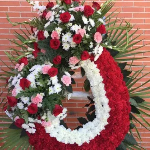 Corona Funeraria Blanca y Roja